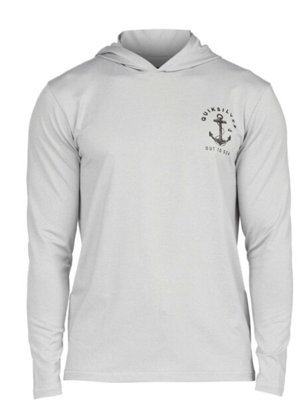 Quiksilver Light Gray Hooded Long Sleeve Tee Waterman UPF 50 rashguard - Sz L